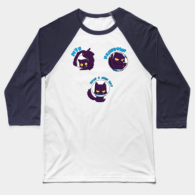 Space Cat Adventures Baseball T-Shirt by Susto